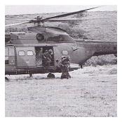 2 R IRISH on Op BANNER 1990, deploying on rural ops by Puma helicopter