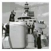 Piper Moore makes a landfall aboard HMS Antrim, 1979.