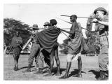 Masai tribesmen and Inniskillings try each others weapons