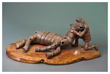 Sculpture of soldier with a dying horse, © Image Copyright, RHQ R IRISH Sculpture of soldier with a dying horse