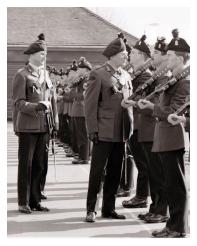 The GOC Northern Ireland, Lt Gen R N Wheeler CBE, inspects 4/5 RANGERS. 4/5 RANGERS Review Parade inspecting officer, GOC Northern Ireland