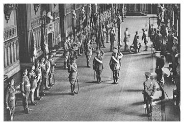 HM King George V receives the Colours of the disbanded Irish regiments in St Geo